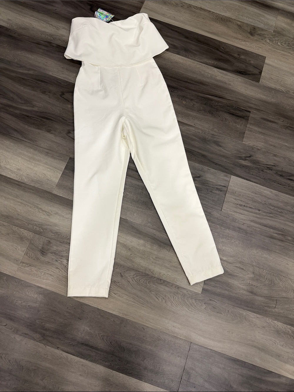 Missguided White Wide Leg Strapless Jumpsuit